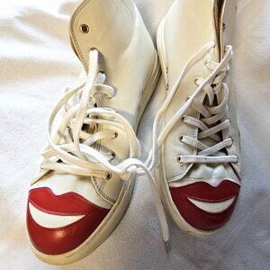 Charlotte Olympia "Kiss Me" high-top leather sneakers shoes size 38